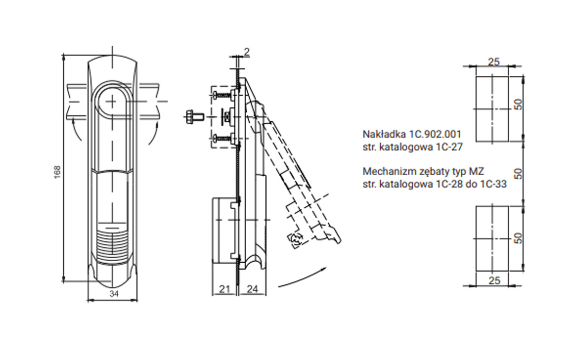 Schemat obrotowy uchwyt rs716